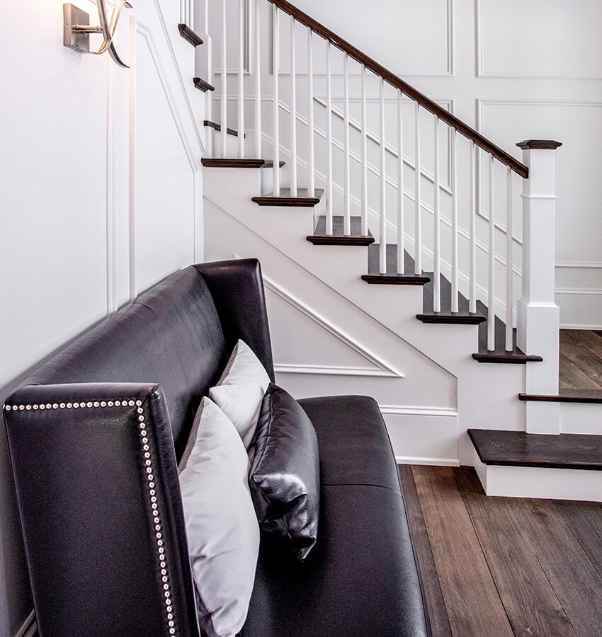 Custom Wood Staircase and Sofa