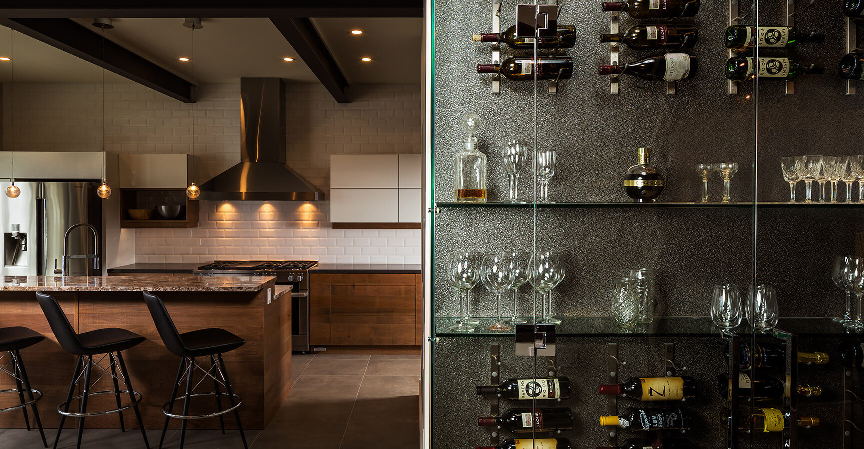 Modern Kitchen Design & Wine Rack