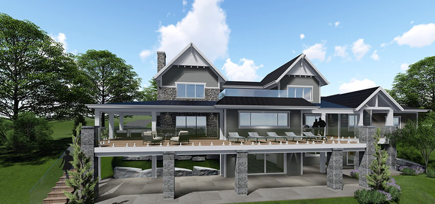 Traditional House Exterior Rendering Back
