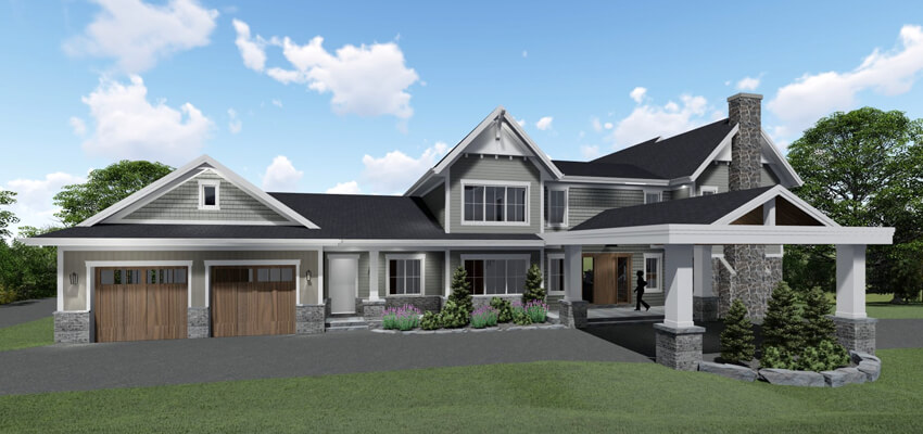Traditional House Exterior Rendering Front