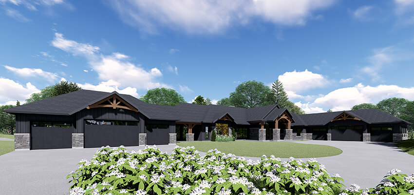 Black Modern Exterior Rendering Back