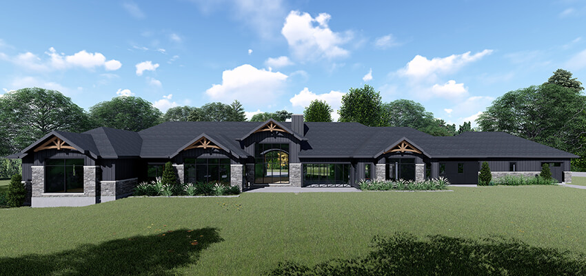 Black Modern Exterior Rendering Front