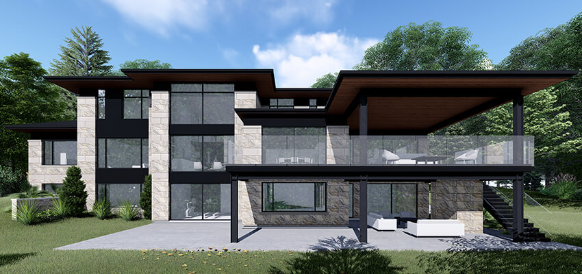 Modern Home Exterior Rendering Back