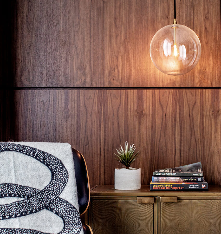 Modern Light Fixture and Night Table