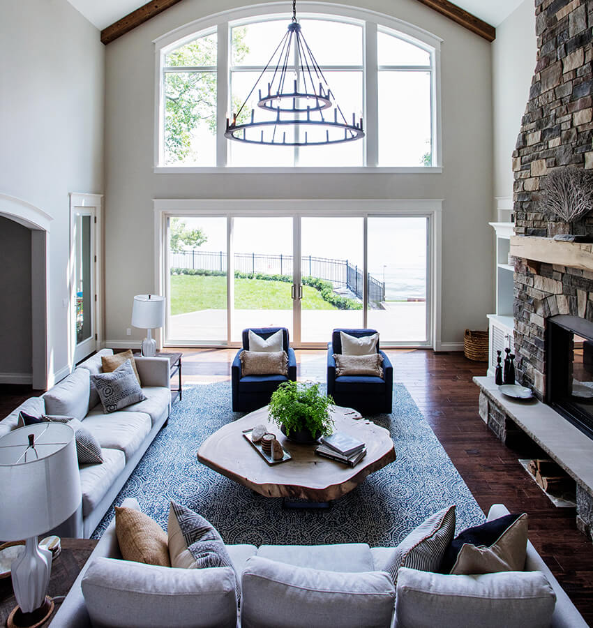 Waterfront Living Room Fireplace