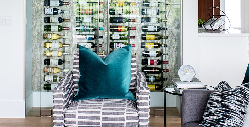 Glass Wine Rack and Sofa Armchair