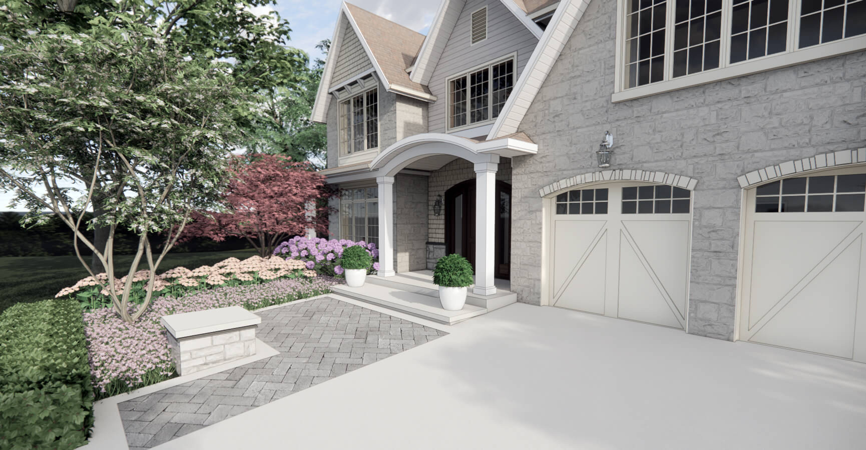 Transitional Exterior Front Entry and Garage