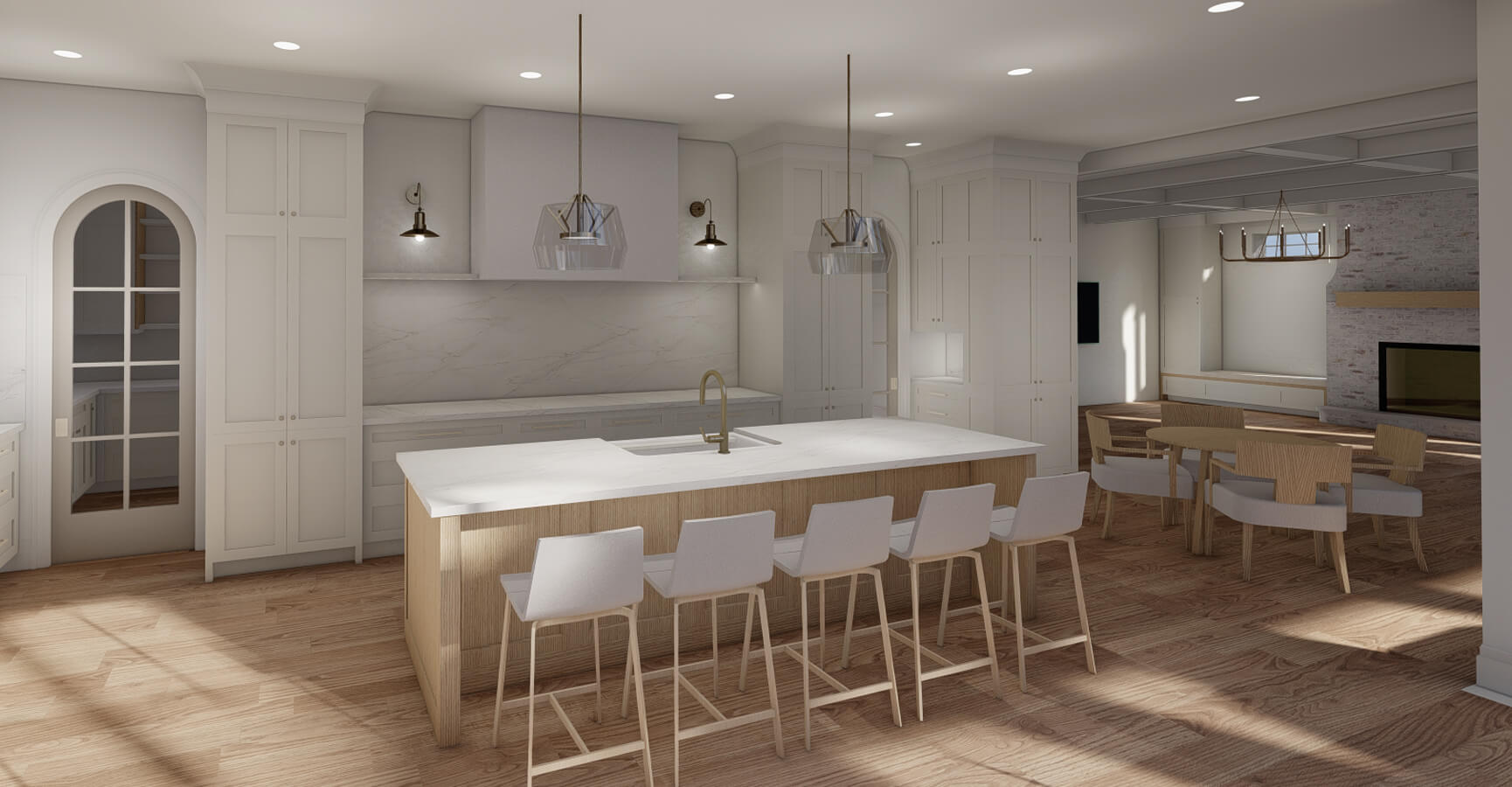 Elegant and bright modern kitchen design rendering