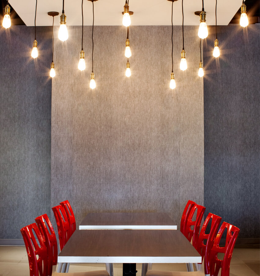 Modern Restaurant Light Fixtures and Dining Table