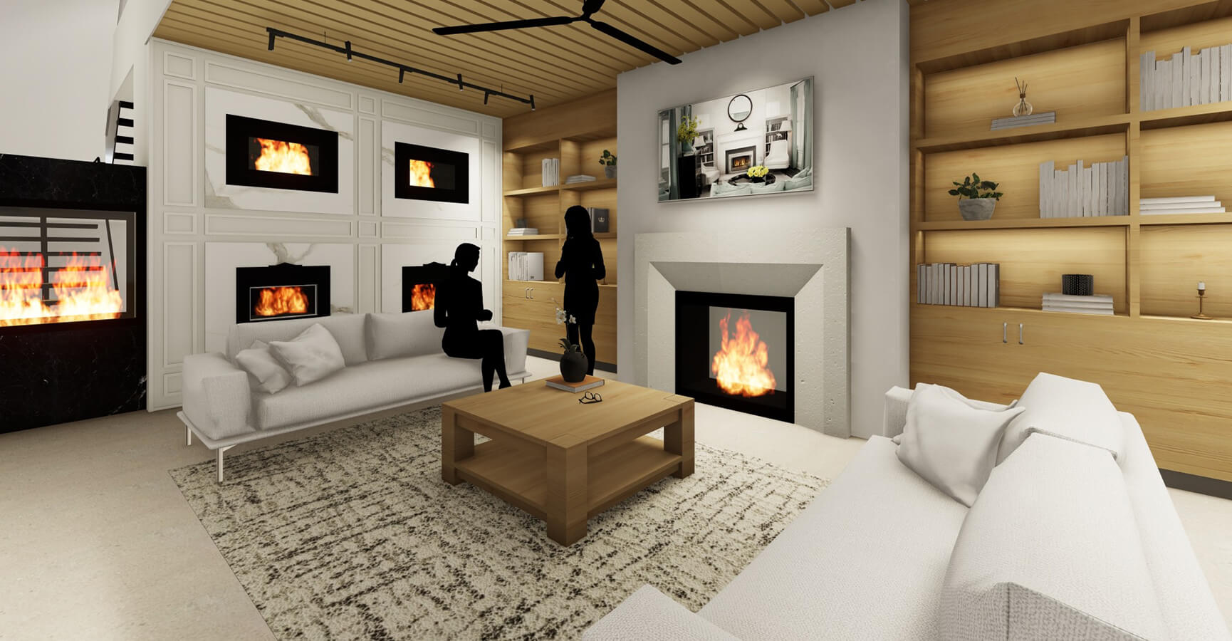 Modern Fireplace Living Room Display