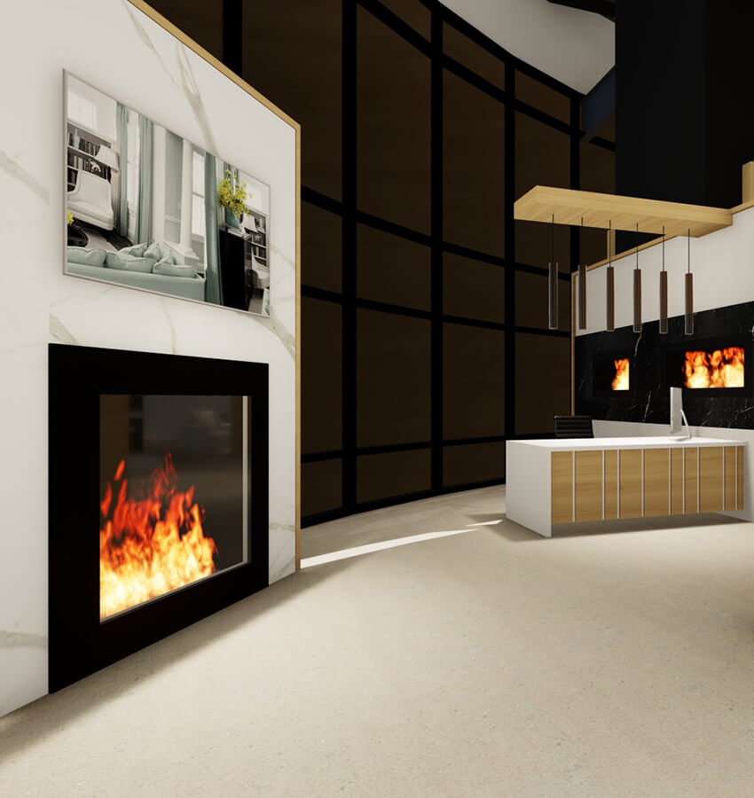 Modern Fireplace Reception Office