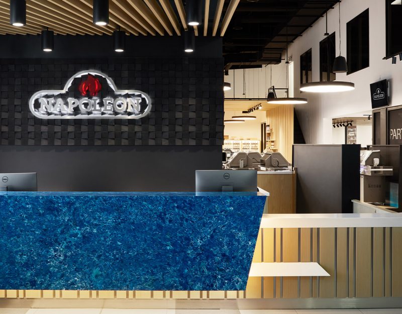 Napoleon BBQ Showroom entry and reception desk